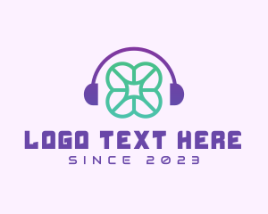 Listening - Clover Music Headphones logo design