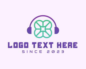 Lucky - Clover Music Headphones logo design