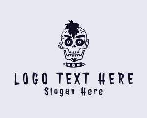 Halloween - Punk Skull Gangster logo design