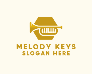 Piano - Piano Music Trumpet logo design