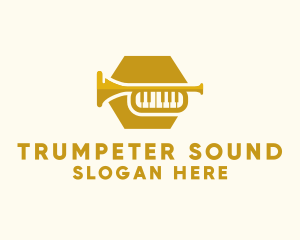Trumpeter - Piano Music Trumpet logo design