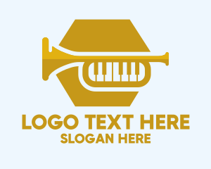 Musical - Gold Music Trumpet logo design