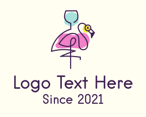 Line Art - Colorful Flamingo Bar logo design