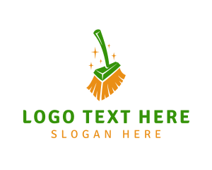 Sweeping - Sparkling Cleaning Broom logo design
