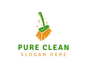 Sparkling Cleaning Broom logo design