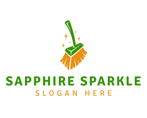 Sparkling Cleaning Broom logo design