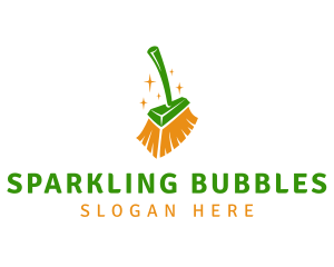 Sparkling - Sparkling Cleaning Broom logo design
