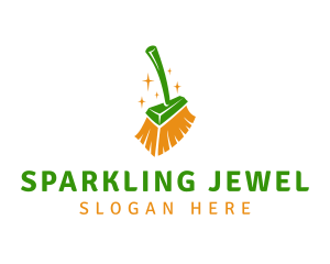 Sparkling Cleaning Broom logo design