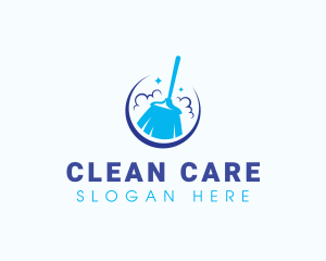 Broom Cleaning Sweeper logo design