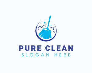 Broom Cleaning Sweeper logo design