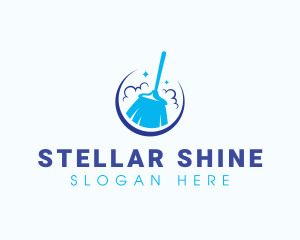 Broom Cleaning Sweeper logo design