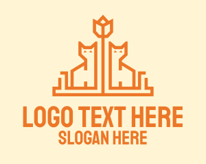 Pet Store - Orange Flower Cat logo design