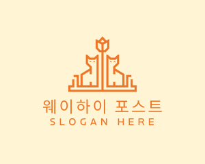 Orange Flower Cat logo design