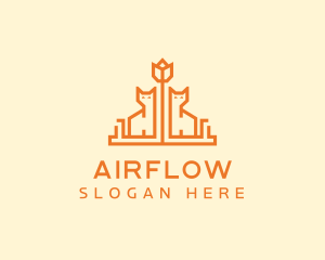 Orange Flower Cat logo design