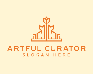 Orange Flower Cat logo design