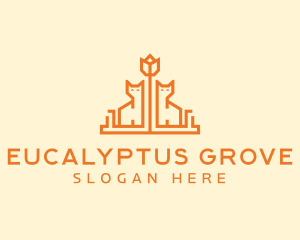 Orange Flower Cat logo design