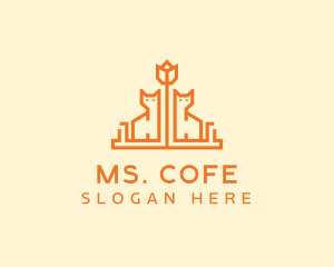 Orange Flower Cat logo design