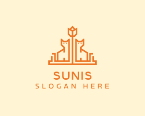 Orange Flower Cat logo design