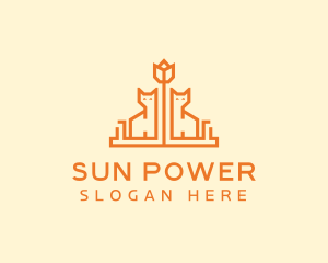 Orange Flower Cat logo design