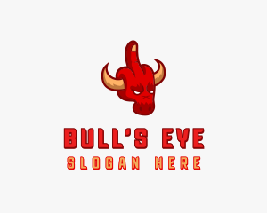 Cursing Bull Middle Finger logo design