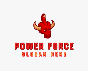 Cursing Bull Middle Finger logo design