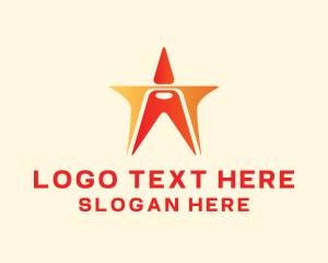 Hollywood - Orange Star Letter A logo design