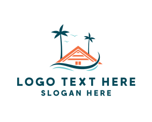 Surfing - Tropical Tree Beach House logo design