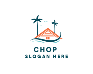 Surfing - Tropical Tree Beach House logo design