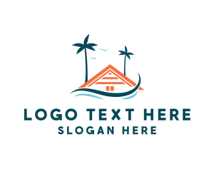 Seaside - Tropical Tree Beach House logo design