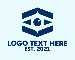 Pupil - Blue Hexagon Eye logo design