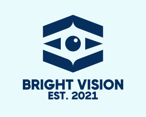 Pupil - Blue Hexagon Eye logo design