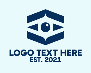 Negative Space - Blue Hexagon Eye logo design