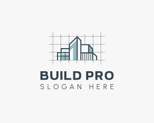 Building Blueprint Construction logo design