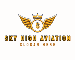 Crown Wings Aviation logo design