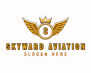 Crown Wings Aviation logo design