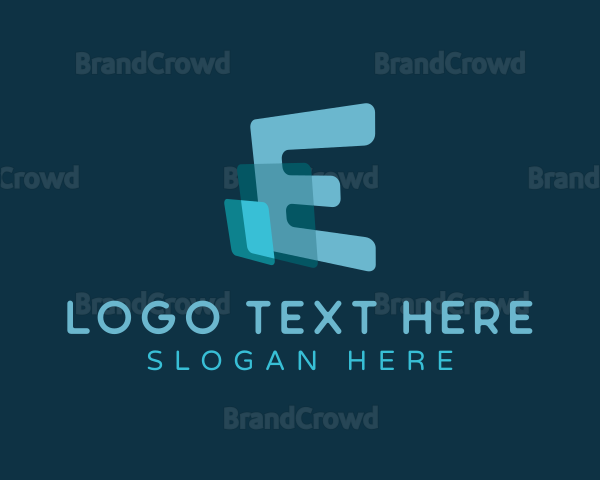 Geometric Square Technology Letter E Logo