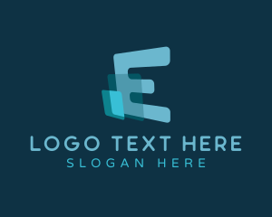 Geometric Square Technology Letter E Logo