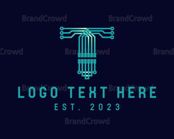 Tech Circuit Letter T Logo