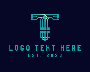 3d - Tech Circuit Letter T logo design