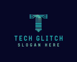 Tech Circuit Letter T logo design