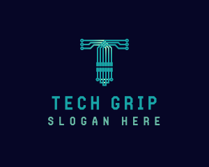 Tech Circuit Letter T logo design