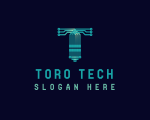 Tech Circuit Letter T logo design