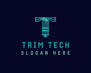 Tech Circuit Letter T logo design