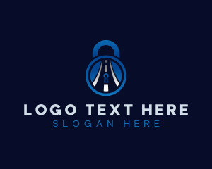 Unlock - Security Road Key Hole logo design