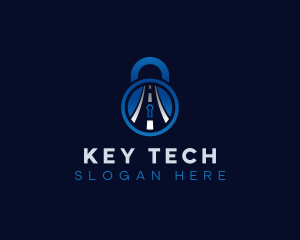 Security Road Key Hole logo design