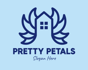 Blue House Petals  logo design