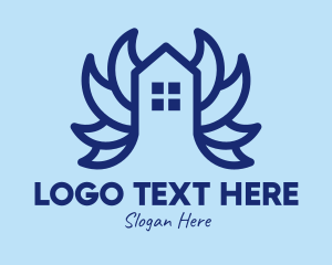 House - Blue House Petals logo design