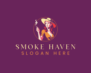 Sexy Smoking Woman logo design