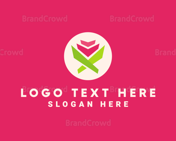 Origami Tulip Flower Florist Logo