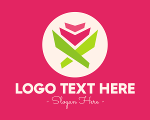 Flower Shop - Origami Tulip Flower logo design